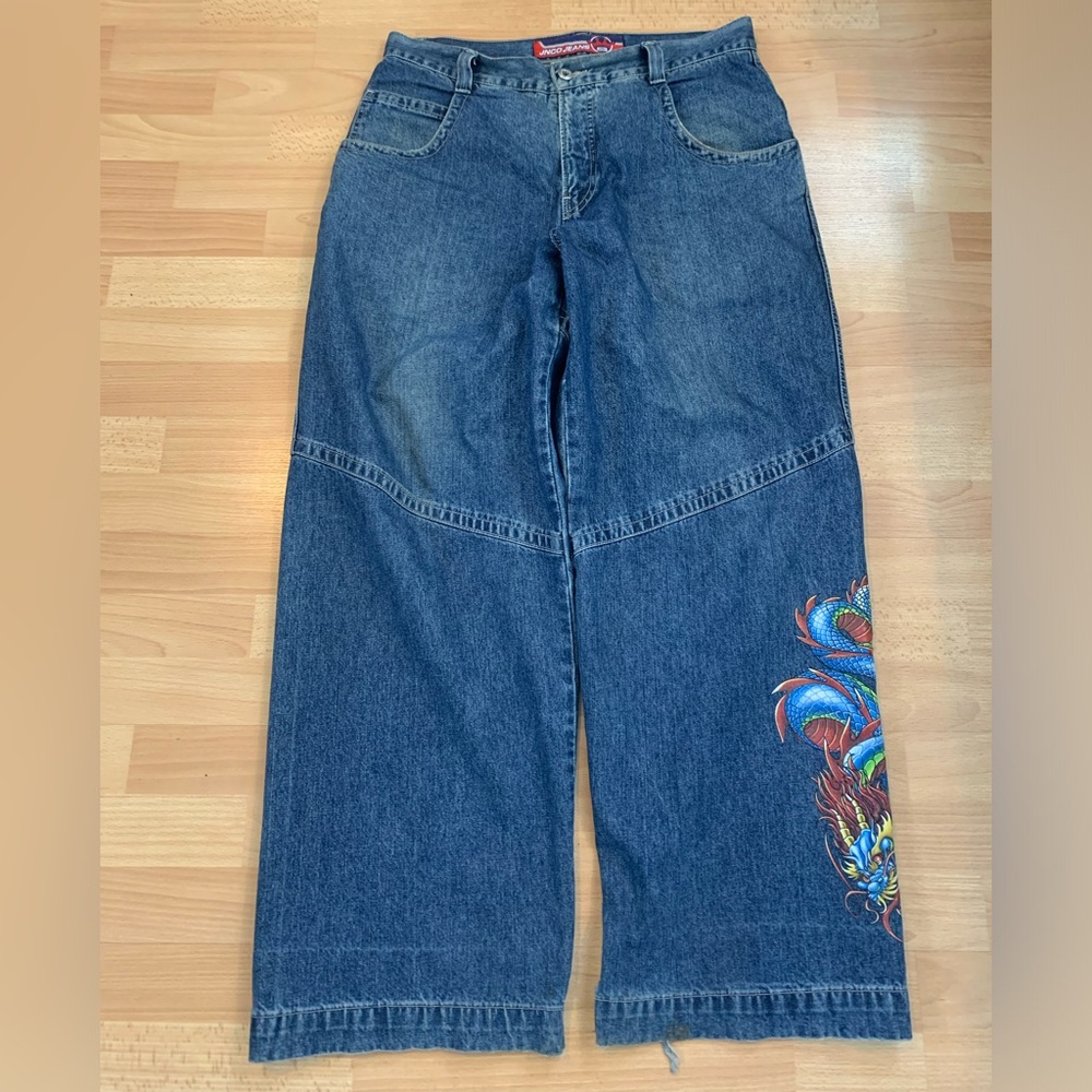 JNCO Side Stripe Dragon Tribal Jeans size 36